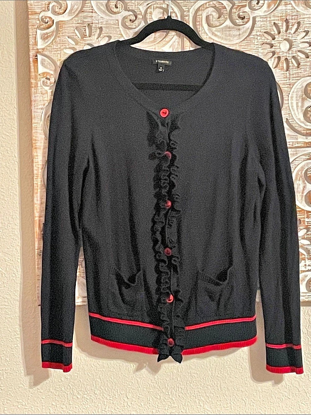 Talbots Navy & Red Cardigan Size Medium Like New